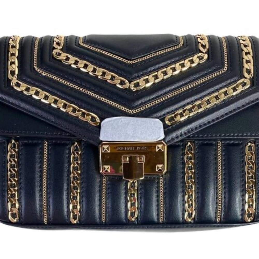 Michael Kors Kinsley Black & Gold Crossbody